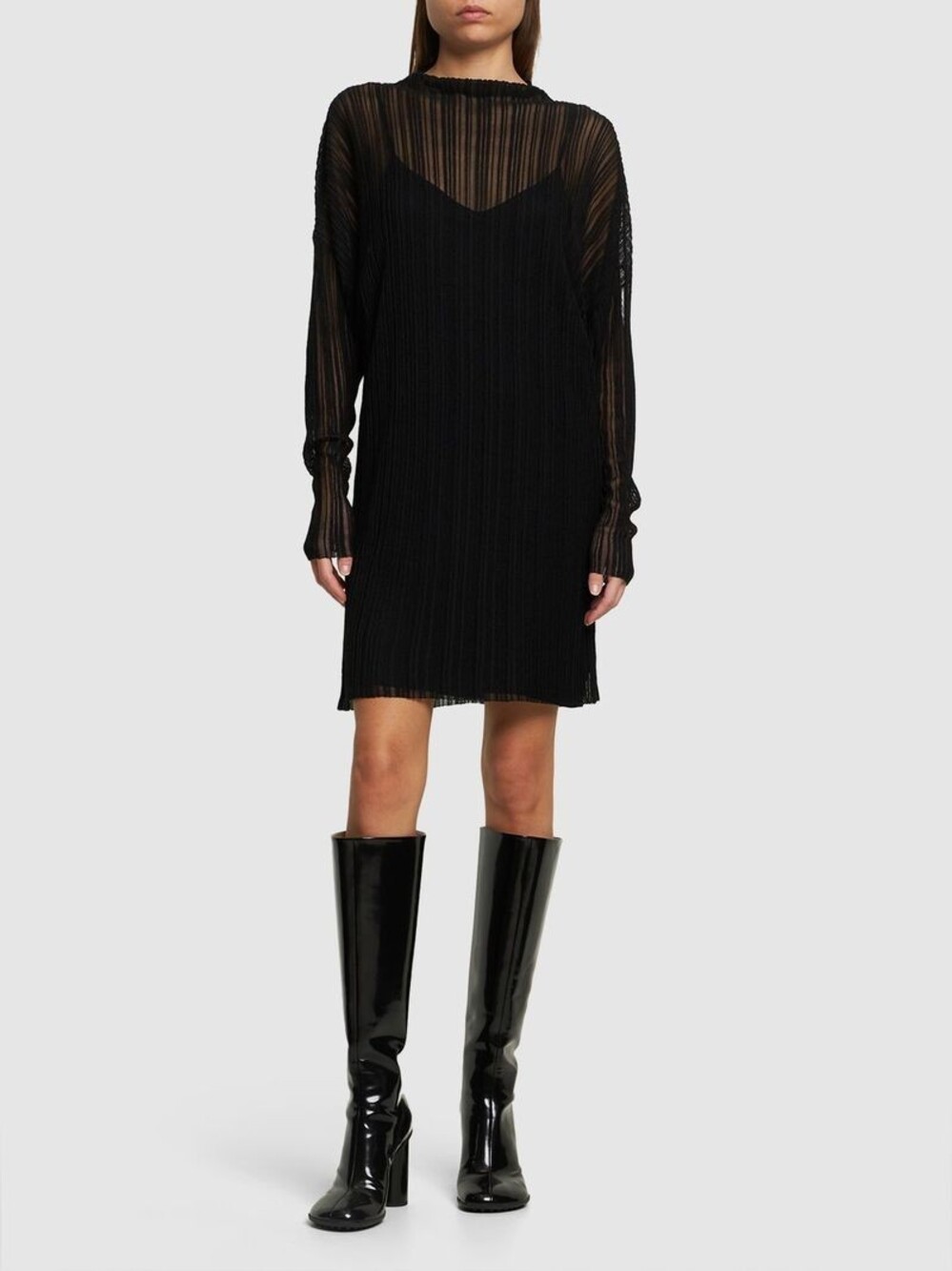 Anine Bing Clare Dress Black NWT Size Large Minimalist Slip Silhouette